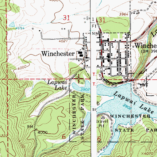 Topographic Map of Ponderosa Point Picnic Area, ID