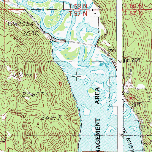Topographic Map of Pend Oreille Wildlife Management Area Pack River Unit, ID