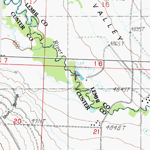 Topographic Map of Pahsimeroi Hatchery, ID