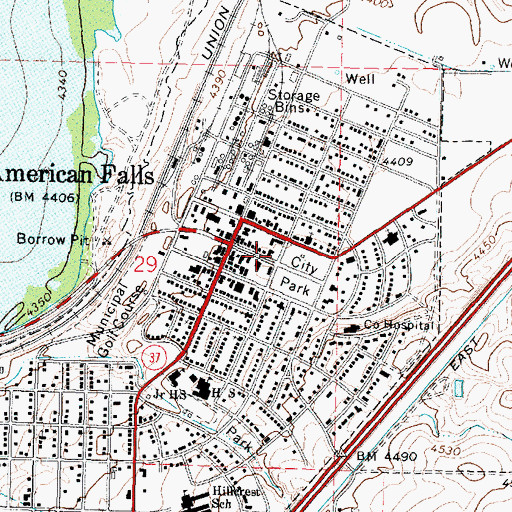 Topographic Map of Park View Shopping Center, ID