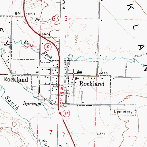 Topographic Map of Rockland Public School, ID