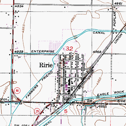 Topographic Map of Ririe Elementary School, ID