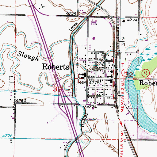 Topographic Map of Roberts Middle School, ID