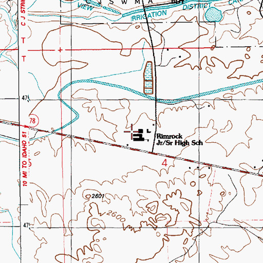 Topographic Map of Rimrock Junior-Senior High School, ID