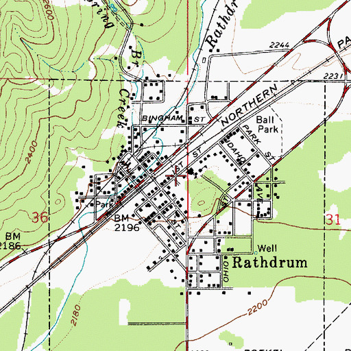 Topographic Map of Rathdrum Upper Elementary School, ID