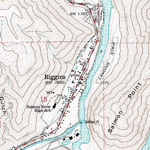 Topographic Map of Riggins Elementary School, ID