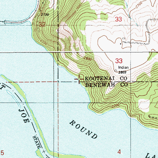 Topographic Map of Round Lake Access Area, ID
