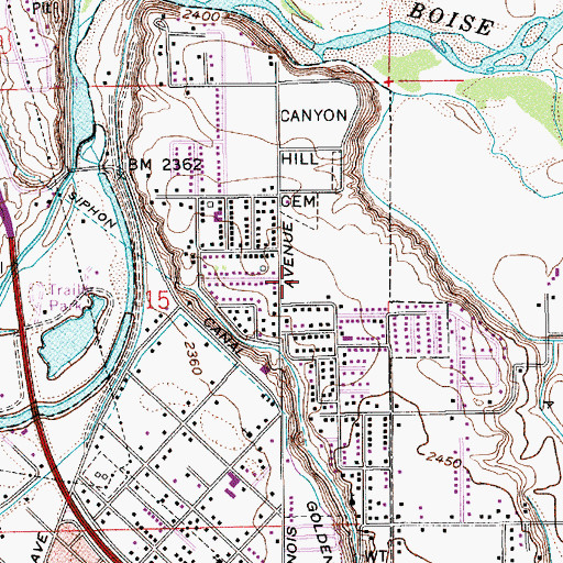 Topographic Map of Sacajawea Elementary School, ID