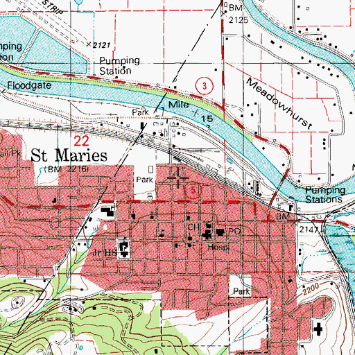 Topographic Map of Saint Maries Christian School, ID