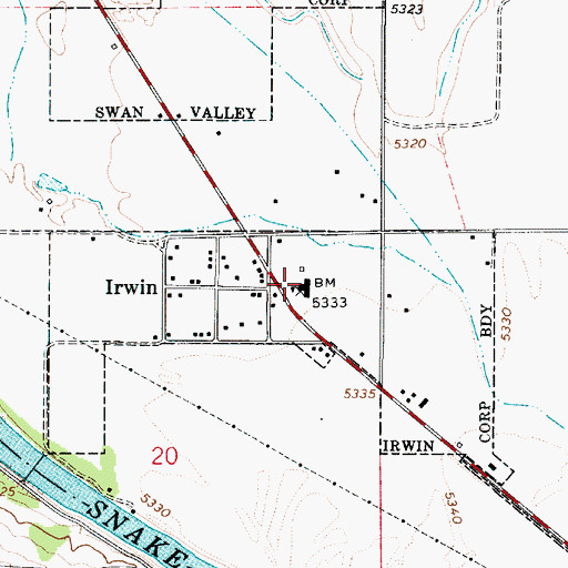 Topographic Map of Swan Valley Elementary School, ID