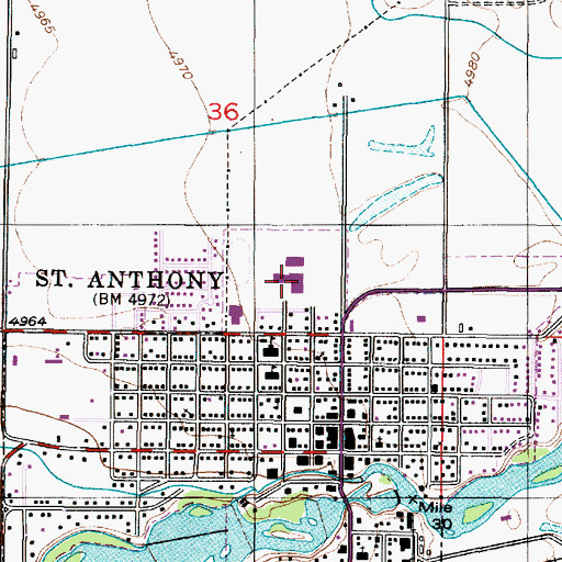 Topographic Map of South Fremont Junior High School, ID