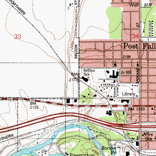 Topographic Map of Seltice Elementary School, ID