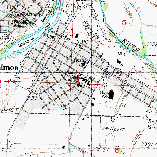 Topographic Map of Salmon Middle School, ID