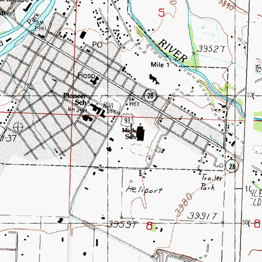 Topographic Map of Salmon High School, ID