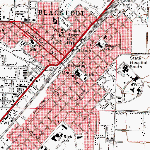 Topographic Map of Shilling Elementary School, ID