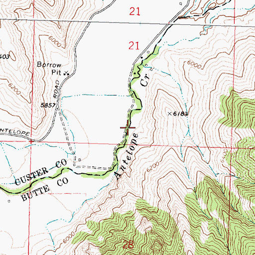 Topographic Map of Antelope Creek Access Area, ID