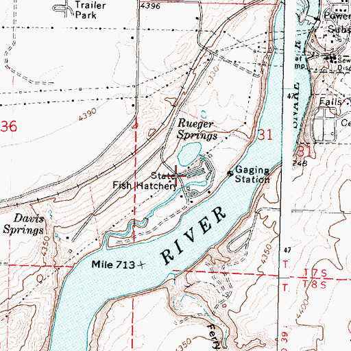 Topographic Map of American Falls Hatchery, ID