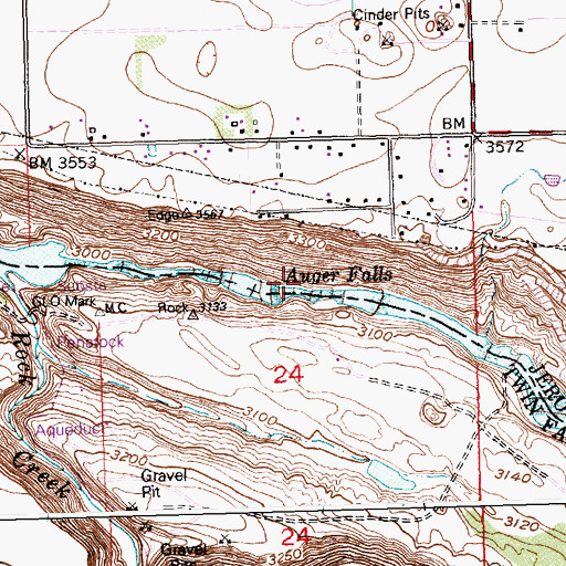 Topographic Map of Auger Falls Access Area, ID