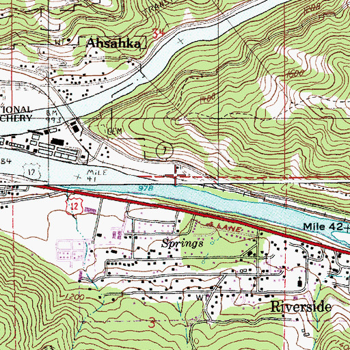 Topographic Map of Ahsahka Access Area, ID
