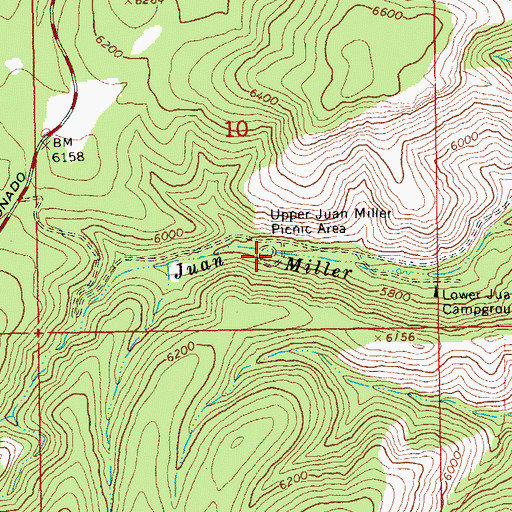 Topographic Map of Upper Juan Miller Campground, AZ