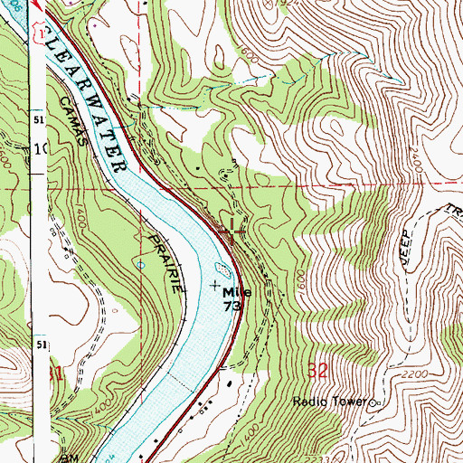 Topographic Map of Button Beach Access Area, ID