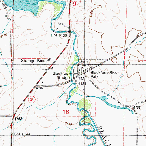 Topographic Map of Blackfoot River Park Access Area, ID