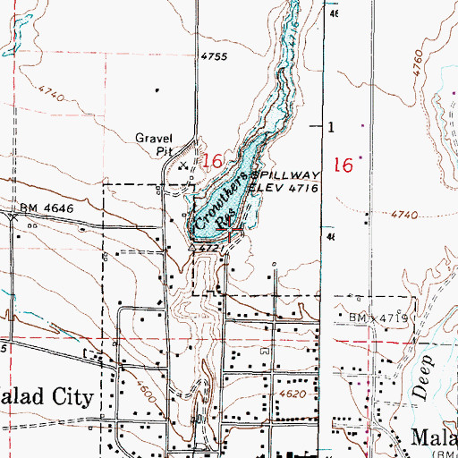Topographic Map of Crowther Brothers Reservoir Public Fishing Area, ID