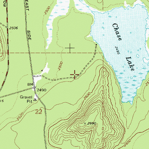 Topographic Map of Chase Lake Access Area, ID
