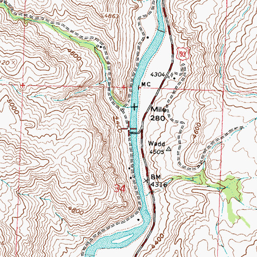 Topographic Map of Camp Creek Access Area, ID