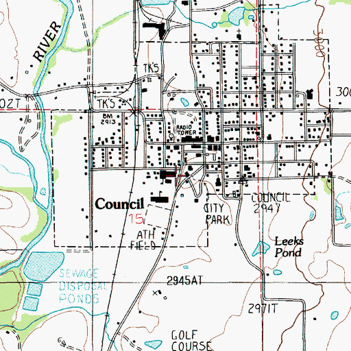 Topographic Map of Council Elementary School, ID