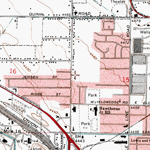 Topographic Map of Claude A Wilcox Elementary School, ID