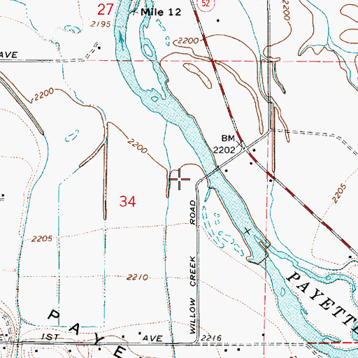 Topographic Map of Blacks Bridge Access Area, ID