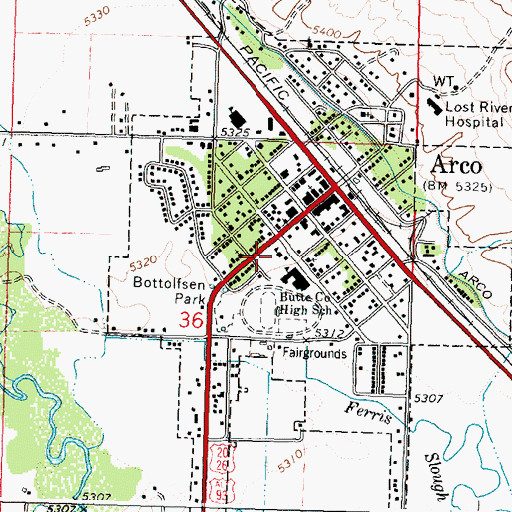 Topographic Map of Butte County Middle School, ID