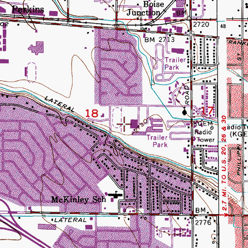 Topographic Map of Borah Senior High School, ID
