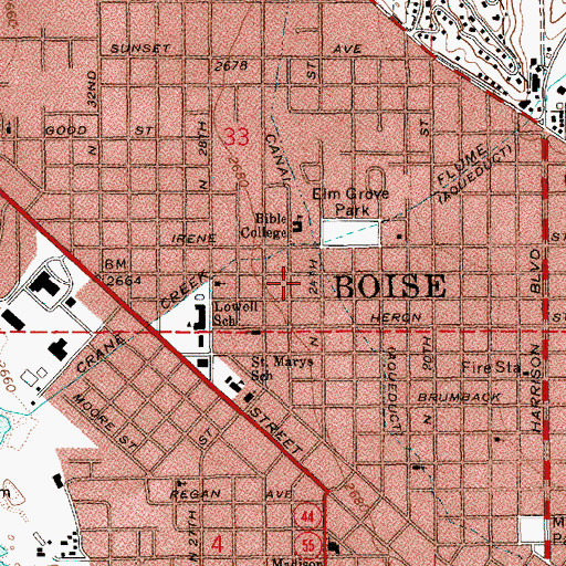 Topographic Map of Marian Pritchett School, ID