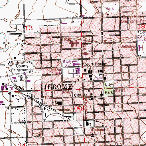 Topographic Map of Central Elementary School, ID