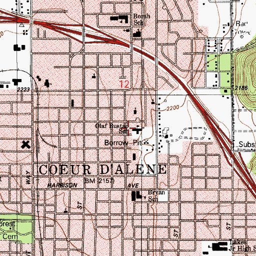 Topographic Map of Coeur d'Alene Pre-School Center, ID