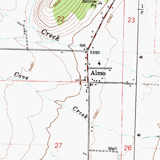 Topographic Map of Almo Elementary School, ID
