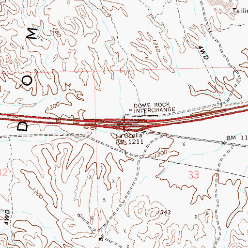 Topographic Map of Dome Rock Interchange, AZ