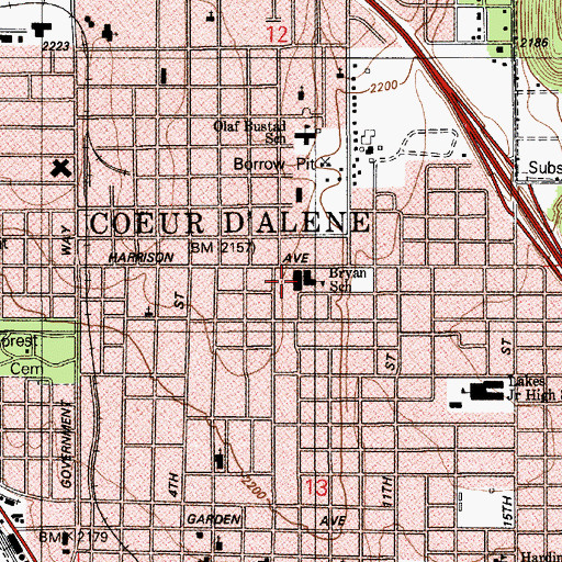 Topographic Map of Bryan Elementary School, ID