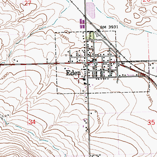 Topographic Map of Eden Primary School, ID