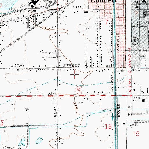 Topographic Map of Emmett High School, ID