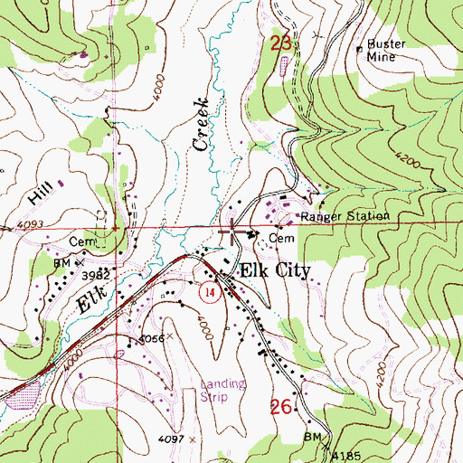 Topographic Map of Elk City Elementary-Junior High School, ID
