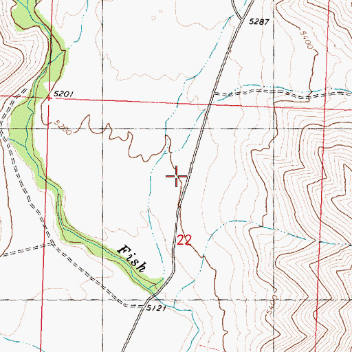 Topographic Map of Fish Creek Reservoir Access Area, ID