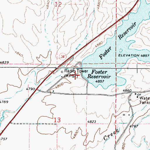 Topographic Map of Foster Reservoir Access Area, ID