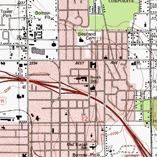 Topographic Map of Borah Elementary School, ID