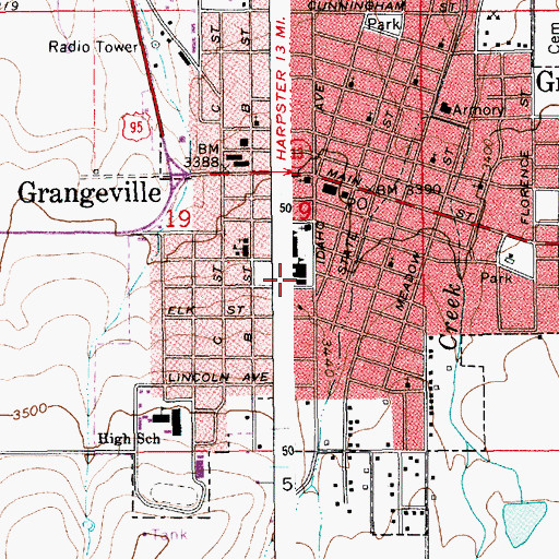 Topographic Map of Grangeville Elementary - Junior High School, ID