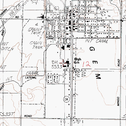 Topographic Map of Grace Senior High School, ID