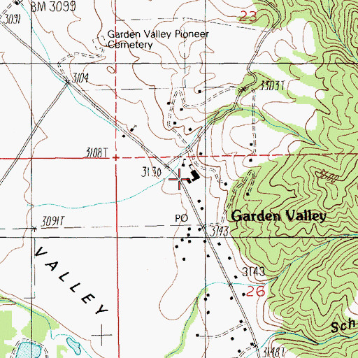 Topographic Map of Garden Valley Junior-Senior High School, ID