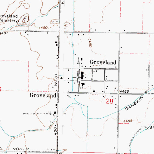 Topographic Map of Groveland Elementary School, ID